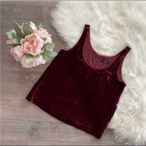 J. Crew Tops - J. Crew Red Velvet Sleeveless Fitted Tank Top